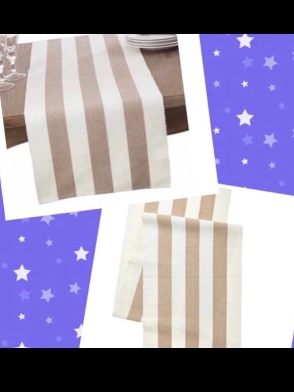 16 x 72 in. Rectangle Classic Stripe Design Ribbed Cotton Table Runner Taupe